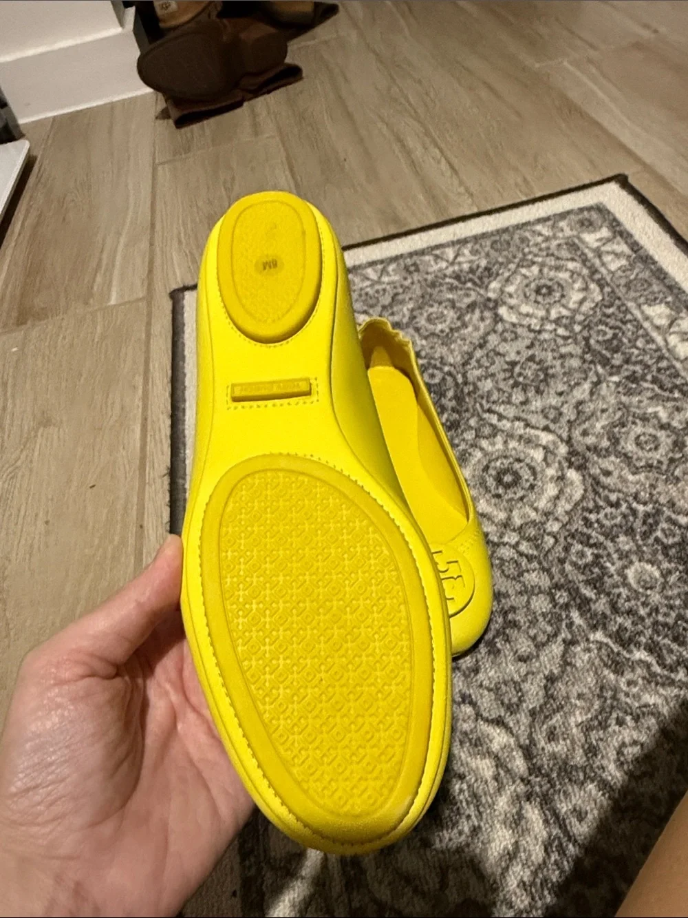 Tory Burch Yellow Leather Minnie Travel Ballet Flats